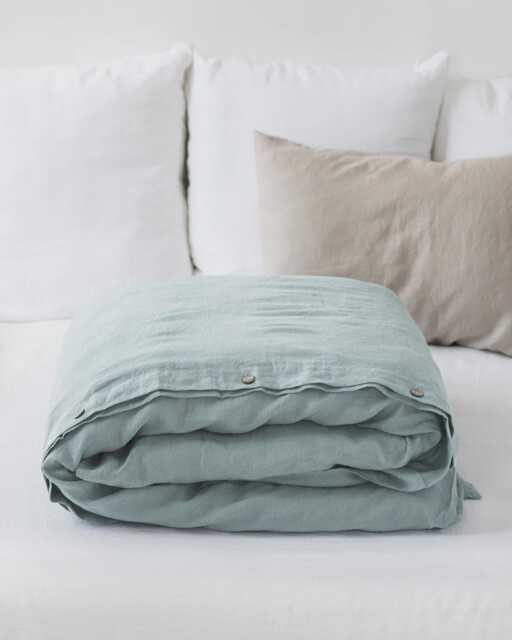 Dusty Blue Linen Duvet Cover - Stonewashed Flax Bedding Queen King Comforter Thermoregulating Oeko Tex Certified Midweight Set - image 1