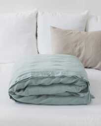 Dusty Blue Linen Duvet Cover - Stonewashed Flax Bedding Queen King Comforter Thermoregulating Oeko Tex Certified Midweight Set - thumbnail 1
