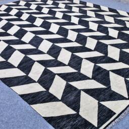 10x 14 Black & White Kilim Area Rug, Tepich White, Cheap Dhurrie Large Rug. Made To Order - thumbnail 3