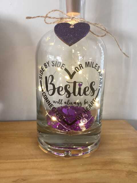 Besties, Friend Light Up Bottle, Bottle Lamp, Best Friend, With Gift Messaging Service & Gift Bag