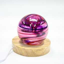 Glass Paperweight Globe Nightlight/ Accent Light Purple & Rose - thumbnail 1