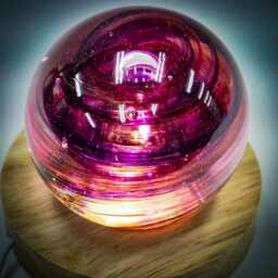 Glass Paperweight Globe Nightlight/ Accent Light Purple & Rose - thumbnail 4