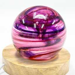 Glass Paperweight Globe Nightlight/ Accent Light Purple & Rose - thumbnail 3