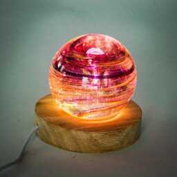 Glass Paperweight Globe Nightlight/ Accent Light Purple & Rose - thumbnail 2