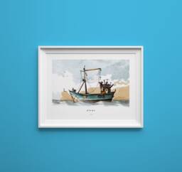 Tugboat Print Dreamy Sea Style Wall Art - thumbnail 1