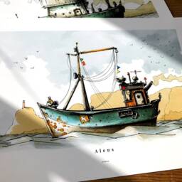Tugboat Print Dreamy Sea Style Wall Art - thumbnail 2