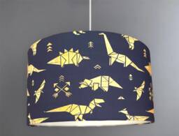 New Hq Kids Children's Room Geometric Golden Dinosaurs Print Lamp Shade Pendant Ceiling Light Grey Fabric in Multi Size & Shapes