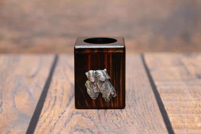Airedale Terrier - Wooden Candlestick With Dog, Souvenir, Decoration, Limited Edition, Collection - image 1