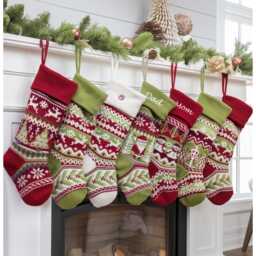 Knit Stockings Cute Nordic Santa Knitted For Christmas in Wool Yarn Personalized Colorful Family & Luxury Pets - thumbnail 1