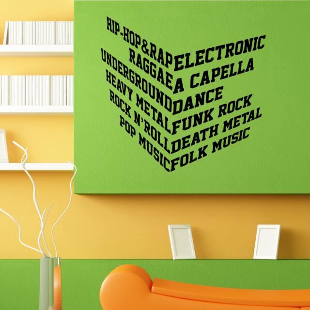Music Musical Genres Cube Wall Sticker Vinyl Mural Decal Home House Apartment Art Decor Free Shipping L068 - image 1