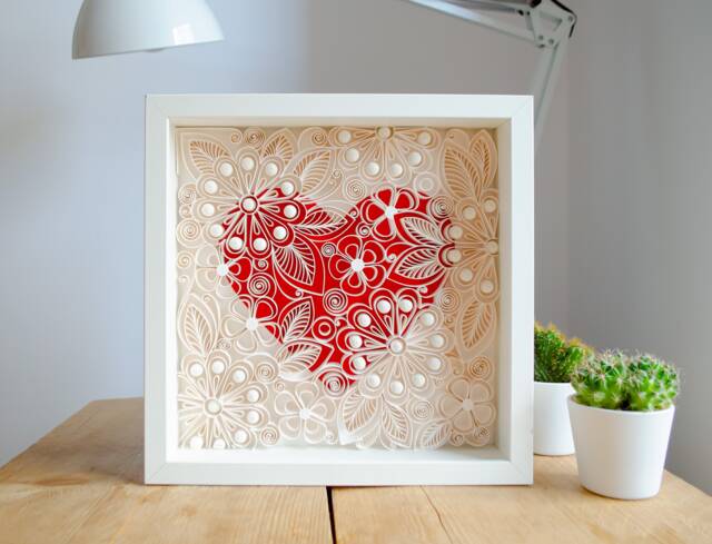 Heart Framed Quilling Paper Wall Art - 1st Anniversary Wedding Gift - image 1