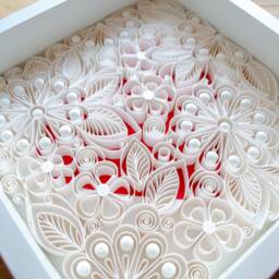 Heart Framed Quilling Paper Wall Art - 1st Anniversary Wedding Gift - thumbnail 3