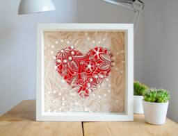 Heart Framed Quilling Paper Wall Art - 1st Anniversary Wedding Gift - thumbnail 1