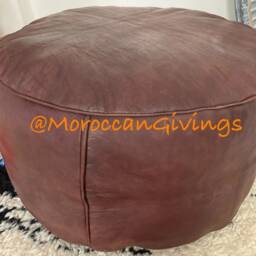 Moroccan Pouf/Floor Cushions Footstool Berber Pouf Ottoman Leather /Round Pouffe Unstuffed - thumbnail 4