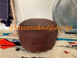 Moroccan Pouf/Floor Cushions Footstool Berber Pouf Ottoman Leather /Round Pouffe Unstuffed