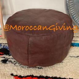 Moroccan Pouf/Floor Cushions Footstool Berber Pouf Ottoman Leather /Round Pouffe Unstuffed - thumbnail 2