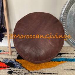 Moroccan Pouf/Floor Cushions Footstool Berber Pouf Ottoman Leather /Round Pouffe Unstuffed - thumbnail 3