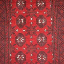 2'8x9'5 Ft Vintage Runner Rug, Handmade Antique Afghan Bukhara Design Turkmen Tribal High Pile Red Hallway, Kitchen - thumbnail 4