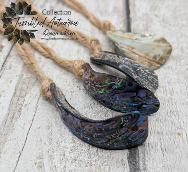 Set Of Four Wild New Zealand P??ua Shell Ornaments - Natural Beach-Combed Abalone Decorations On Jute Cord For Yule Christmas Trees - image 1