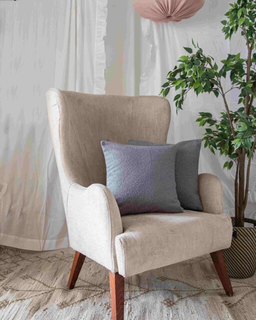 Grey Boucle Cushion Covers, Cushions, Cover, Cushions Usa, Made in India, Boucle Upholstery Fabric - image 1