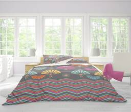 Art Deco Duvet Cover, Geometric Bedding, Bedroom Decor, Grey Cover, Chevron Duvet, Colorful - thumbnail 1