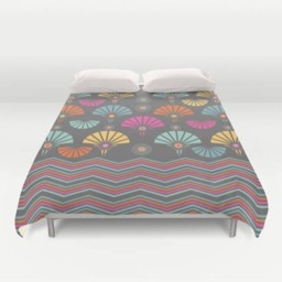 Art Deco Duvet Cover, Geometric Bedding, Bedroom Decor, Grey Cover, Chevron Duvet, Colorful - thumbnail 2