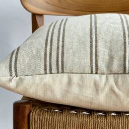 Handwoven Hmong Hemp Pillow Cover Brown Striped Farmhouse Decor - 20x20 - thumbnail 3