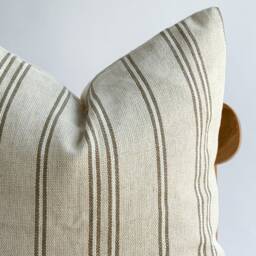 Handwoven Hmong Hemp Pillow Cover Brown Striped Farmhouse Decor - 20x20 - thumbnail 2