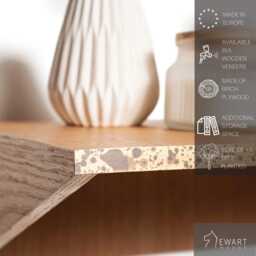 Floating Nightstand Wall Mounted Golden Detail, Modern Walnut Wood Bedside Nightstand, Unique Hanging Oak Nightstands - thumbnail 2