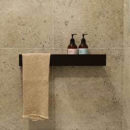 Modern Bathroom Shelf, Industrial Bathroom Black Shower Minimalist Accessories, Shelves With Railing, Dabstory Lavanda - thumbnail 2