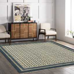 Handmade Square Rug Living Room Block Printed Corridor Mat Bohemian Dhurrie Cotton Entrance Area 4x4 7x7 12x12 Feet - thumbnail 3