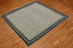 Handmade Square Rug Living Room Block Printed Corridor Mat Bohemian Dhurrie Cotton Entrance Area 4x4 7x7 12x12 Feet - thumbnail 1