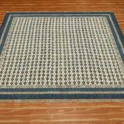 Handmade Square Rug Living Room Block Printed Corridor Mat Bohemian Dhurrie Cotton Entrance Area 4x4 7x7 12x12 Feet - thumbnail 2