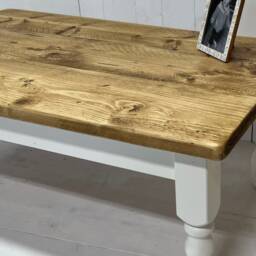 Handmade Rustic Pine Coffee Table - Farmhouse Refectory Leg - thumbnail 2