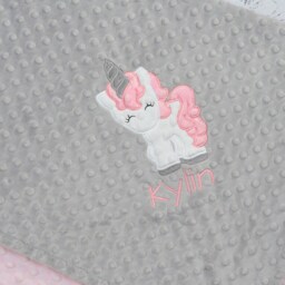 Unicorn Personalized Baby Blanket-Unicorn Blanket-Unicorn Minky Blanket-Personalized Blanket-Minky Baby Blanket - thumbnail 2