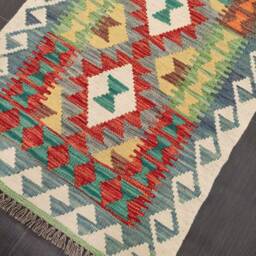 Kilim Runner Classic, Handmade Artisan Afghan Turkish Persian Qashqai Navajo Bohemian Wool Flatweave Multicolour 185x67 cm - thumbnail 2