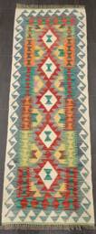 Kilim Runner Classic, Handmade Artisan Afghan Turkish Persian Qashqai Navajo Bohemian Wool Flatweave Multicolour 185x67 cm - thumbnail 1