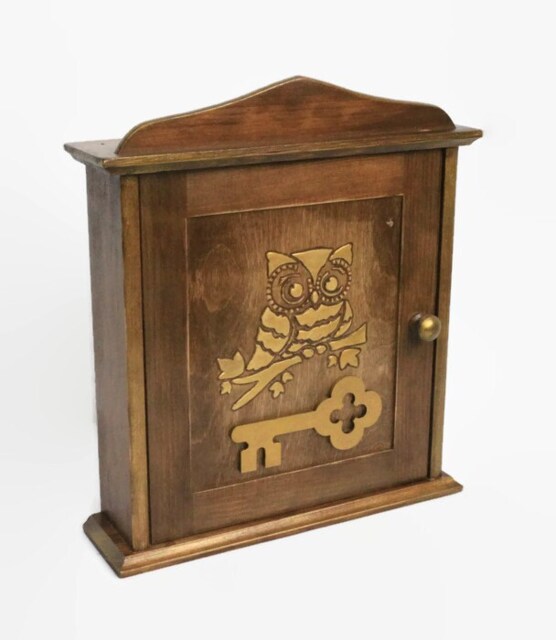 Owl Key Cabinet Wooden Holder Key Box Organizer Owl Gift Home Decor Wall Decoration - image 1