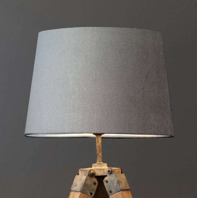 Grey Velvet Empire Lampshade, French Drum Shade - image 1