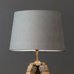 Grey Velvet Empire Lampshade, French Drum Shade - thumbnail 1