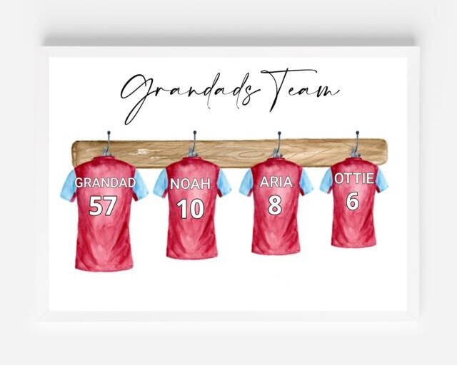 Personalised Football Family Print, Grandads Team Print, Father's Day Gift, Grandad Birthday Print - image 1