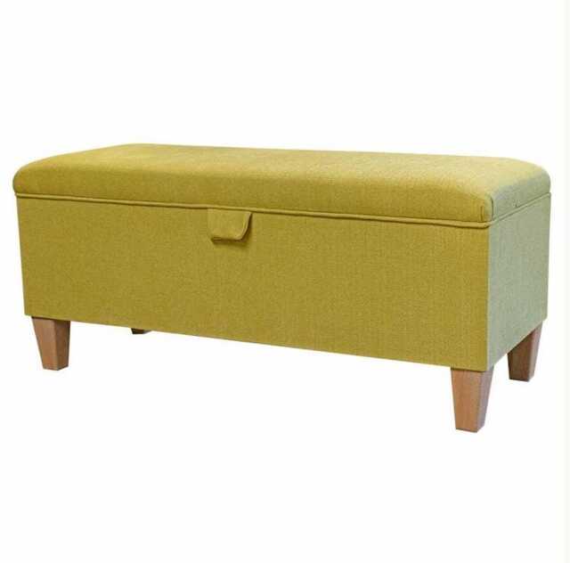 Handmade Zenith Gold Plain Weave Storage Bench Ottoman - image 1