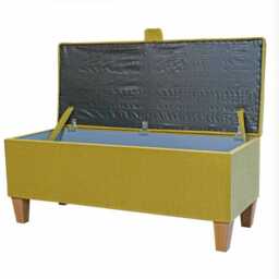 Handmade Zenith Gold Plain Weave Storage Bench Ottoman - thumbnail 2