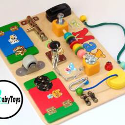 Travel Busy Board Montessori Personalized Baby Gift Baby Sensory Board Busyboard Kids Activity Toys For Toddler Wooden Game Boards - thumbnail 2