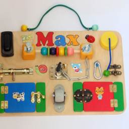Travel Busy Board Montessori Personalized Baby Gift Baby Sensory Board Busyboard Kids Activity Toys For Toddler Wooden Game Boards - thumbnail 3