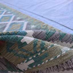 3x13 Long Handmade Chubi Runner Rug, Stunning Kilim Maimana Flatweave Oriental Hallway Rug - thumbnail 4