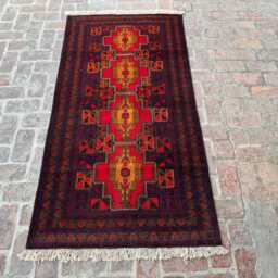 3x6 Afghan Khal Mohammadi Wool Rug - Hand-Knotted Tribal Carpet Natural Vegetable Dyed Red Oriental Area For Entryway Or Living Room - thumbnail 2