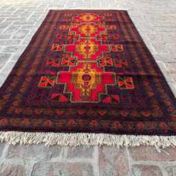 3x6 Afghan Khal Mohammadi Wool Rug - Hand-Knotted Tribal Carpet Natural Vegetable Dyed Red Oriental Area For Entryway Or Living Room - thumbnail 3
