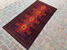 3x6 Afghan Khal Mohammadi Wool Rug - Hand-Knotted Tribal Carpet Natural Vegetable Dyed Red Oriental Area For Entryway Or Living Room - thumbnail 1