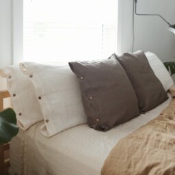 Linen Pillow Cover With Buttons, Softened Linen, Natural Pillow, Decorative Throw Mothers Day, Handmade - thumbnail 3